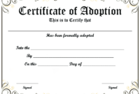 Blank Adoption Certificate Template (9) - Templates Example inside Blank Adoption Certificate Template