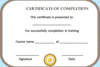 Blank Certificate Of Completion Template Free | Blank with regard to Free Completion Certificate Templates For Word