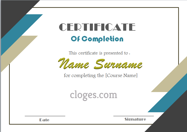 Blue Design Microsoft Word Certificate Of Completion Template intended for Certificate Of Completion Template Word