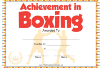 Boxing Certificate Of Achievement Template Download with regard to Boxing Certificate Template