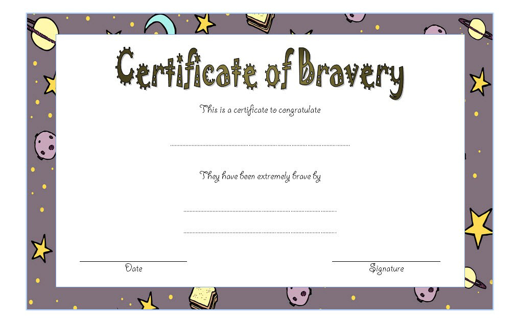 Bravery Certificate Template 5 | Certificate Templates with Bravery Certificate Templates