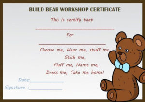 Build Bear Workshop Certificate | Birth Certificate Template pertaining to Amazing Teddy Bear Birth Certificate Templates Free