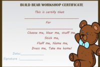 Build Bear Workshop Certificate | Birth Certificate Template regarding Build A Bear Birth Certificate Template