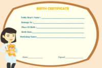 Build Bear Workshop Certificate Birth Template | Birth in Unique Build A Bear Birth Certificate Template