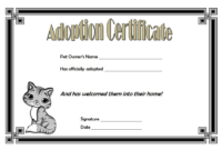 Cat Adoption Certificate Template Free 4 | Adoption within Quality Cat Birth Certificate Free Printable