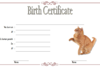 Cat Birth Certificate Template Free Printable (1St Design intended for Quality Cat Birth Certificate Free Printable