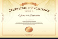 Certificate Excellence Template With Award Vector Image within Best Award Of Excellence Certificate Template