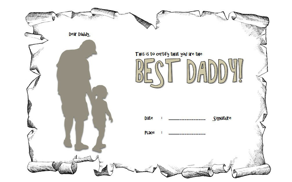 Certificate For Best Dad Free Printable 2 with Best Dad Certificate Template