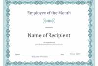 Certificate For Employee Of The Month (Blue Chain Design) regarding Employee Of The Month Certificate Template With Picture