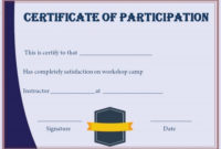 Certificate For Participation In Workshop Template inside Best Certificate Of Participation In Workshop Template