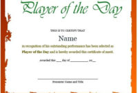 Certificate For Player Of The Day | Certificate Templates intended for Player Of The Day Certificate Template