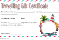 Certificate For Travel Agent Free 1 | Gift Certificate intended for Free Travel Gift Certificate Template