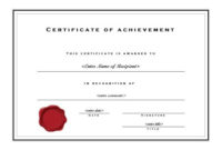 Certificate Of Achievement 002 regarding Unique Certificate Of Achievement Template Word