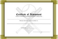 Certificate Of Achievement – Baseball Printable Certificate throughout Baseball Achievement Certificates