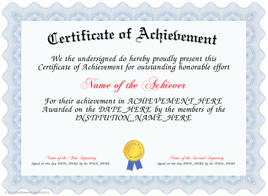 Certificate Of Achievement | Certificate Of Achievement inside Outstanding Effort Certificate Template