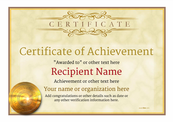 Certificate Of Achievement - Free Templates Easy To Use within Free Printable Certificate Of Achievement Template