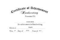 Certificate Of Achievement Handwriting Free Templates Clip in Handwriting Award Certificate Printable