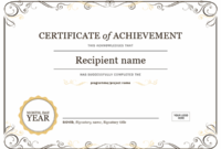 Certificate Of Achievement inside Unique Word Template Certificate Of Achievement