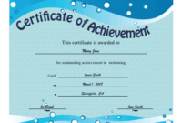 Certificate Of Achievement – Swimming Printable Certificate in Best Swimming Achievement Certificate Free Printable