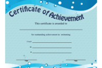 Certificate Of Achievement – Swimming Printable Certificate regarding Swimming Certificate Template