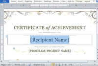 Certificate Of Achievement Template For Word 2013 with Word 2013 Certificate Template