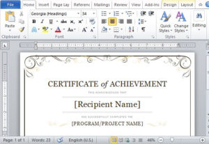 Certificate Of Achievement Template For Word 2013 within Downloadable Certificate Templates For Microsoft Word