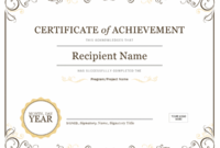 Certificate Of Achievement with Word Template Certificate Of Achievement