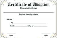 Certificate Of Adoption Template | Certificate Template in New Pet Adoption Certificate Template