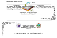 Certificate Of Appearance Template (6) – Templates Example regarding New Certificate Of Appearance Template