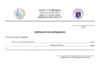 Certificate Of Appearance Template | Certificate Templates throughout New Certificate Of Appearance Template