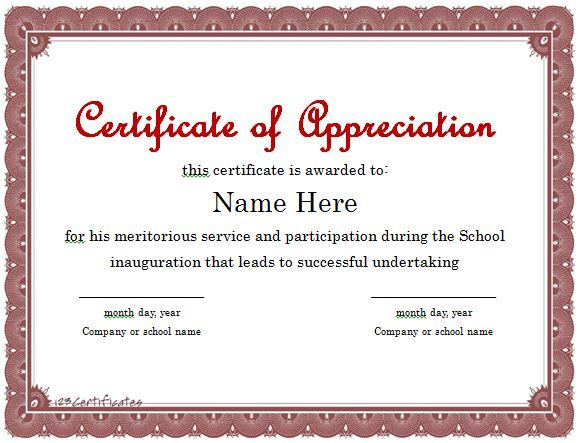Certificate Of Appreciation 01 | Certificate Of with regard to In Appreciation Certificate Templates