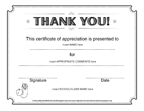 Certificate Of Appreciation Award Template | Education World inside Certificate Of Appreciation Template Doc