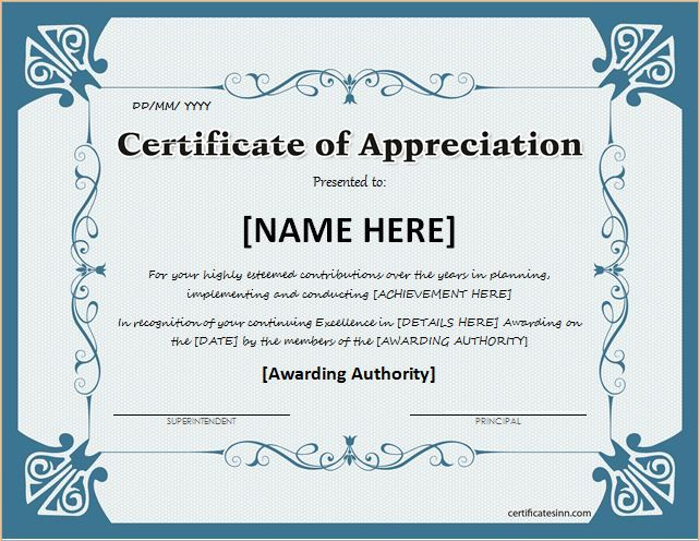 Certificate Of Appreciation For Ms Word Download At Http for Fresh Certificate Of Appreciation Template Doc