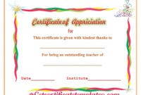Certificate Of Appreciation For Outstanding Teaching with Teacher Appreciation Certificate Templates