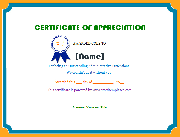 Certificate Of Appreciation | Microsoft Word Templates pertaining to Best Free Employee Appreciation Certificate Template