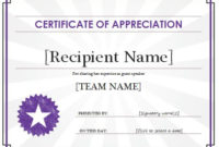 Certificate Of Appreciation Template | Free Sample Templates with New Certificates Of Appreciation Template