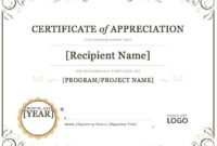 Certificate Of Appreciation Word Template  | Certificate Of within Best Music Certificate Template For Word Free 12 Ideas