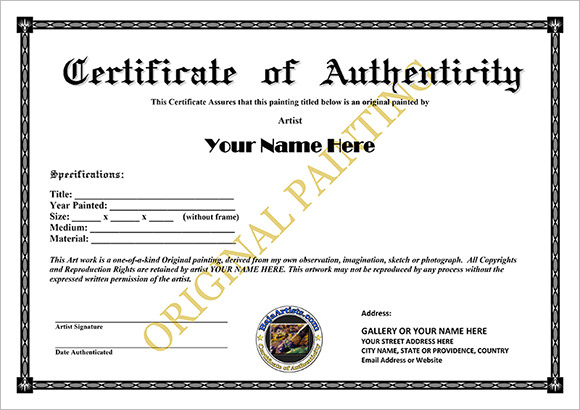 Certificate Of Authenticity Templates - Word Excel Pdf Formats inside Best Certificate Of Authenticity Templates