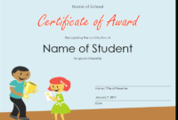 Certificate Of Award (Elementary Students) with regard to Quality Art Award Certificate Free Download 10 Concepts