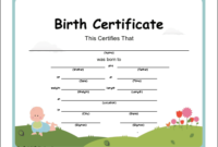 Certificate Of Birth Printable Certificate | Birth intended for Best Baby Doll Birth Certificate Template