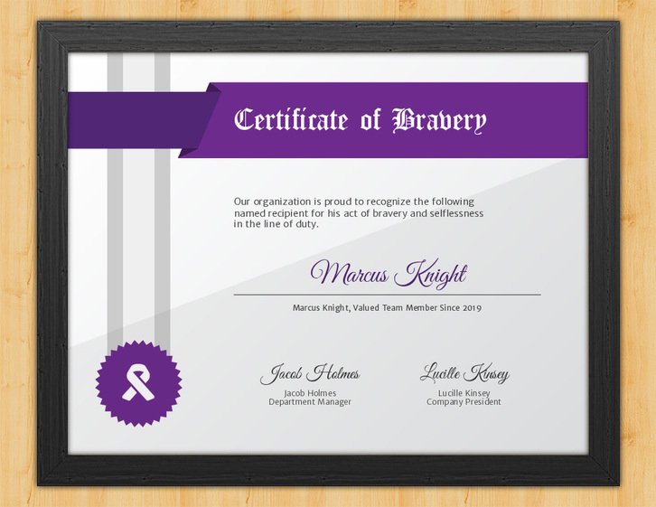 Certificate Of Bravery - Fearlessaward Hut pertaining to Fresh Bravery Award Certificate Templates