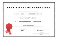 Certificate Of Completion 003 in Certificate Of Completion Word Template