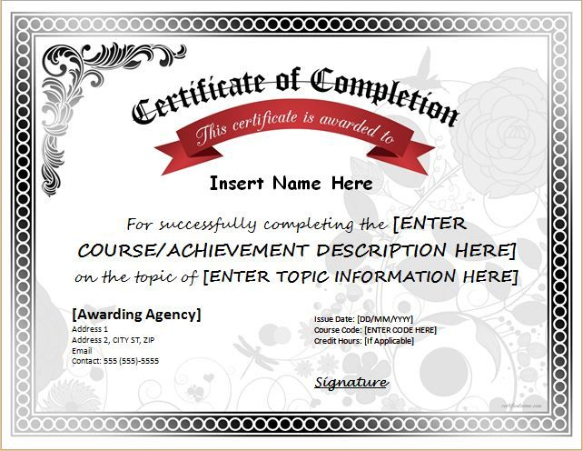 Certificate Of Completion For Ms Word Download At Http://Cer inside Unique Certificate Of Completion Template Word