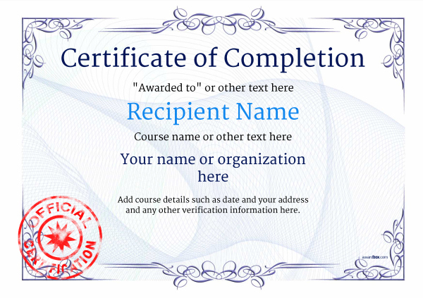 Certificate Of Completion - Free Quality Printable Templates with New Free Completion Certificate Templates For Word