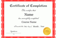 Certificate Of Completion Template | Certificate Of pertaining to New Completion Certificate Editable