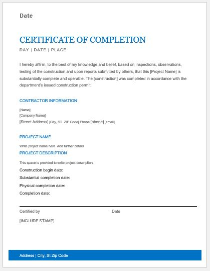 Certificate Of Completion Template Construction (6 regarding Certificate Of Completion Construction Templates