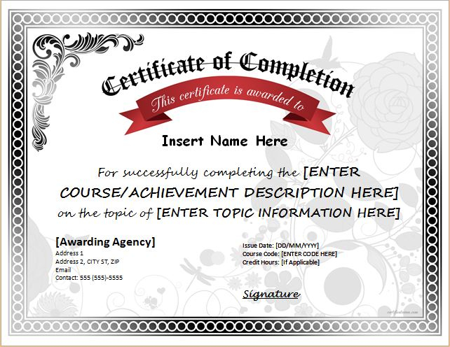 Certificate Of Completion Word Template (1) - Templates Exam in Certificate Of Completion Word Template