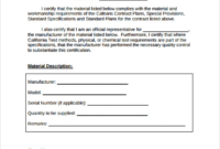 Certificate Of Compliance Template (4) – Templates Example intended for New Certificate Of Conformity Template Ideas