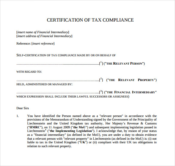 Certificate Of Compliance Template (6) - Templates Example in Fresh Certificate Of Compliance Template