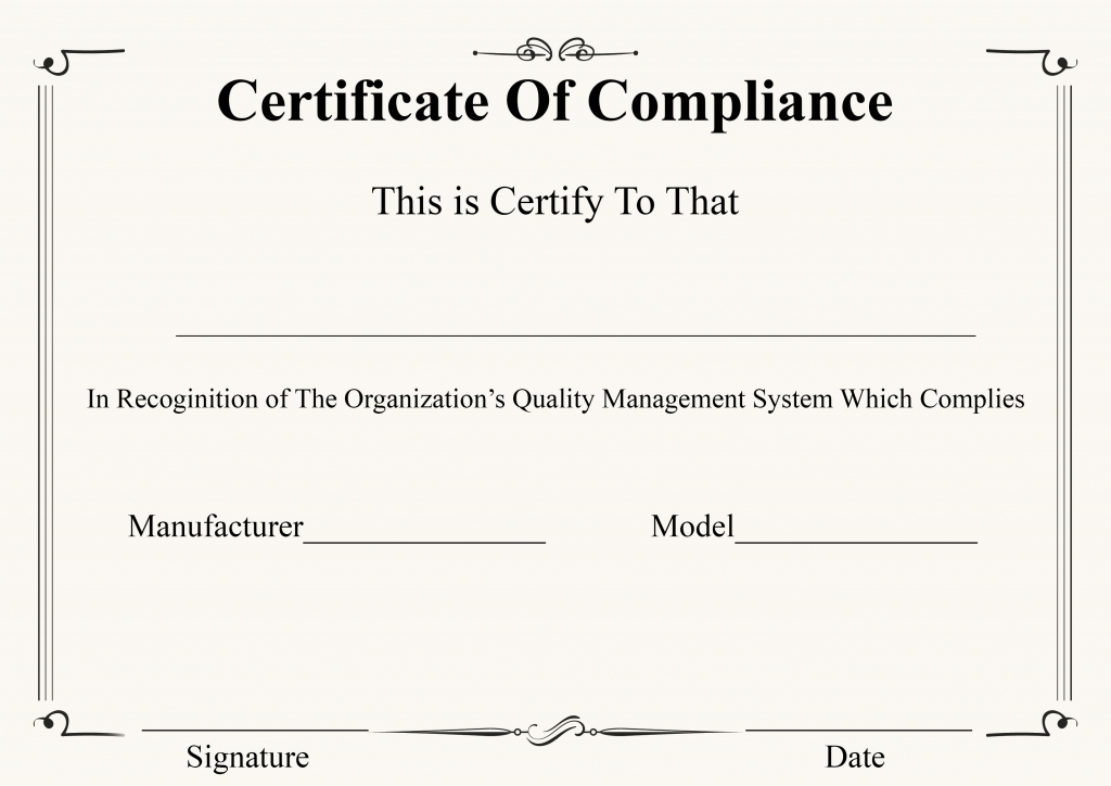 Certificate Of Compliance Template | Certificate Template for Fresh Certificate Of Compliance Template